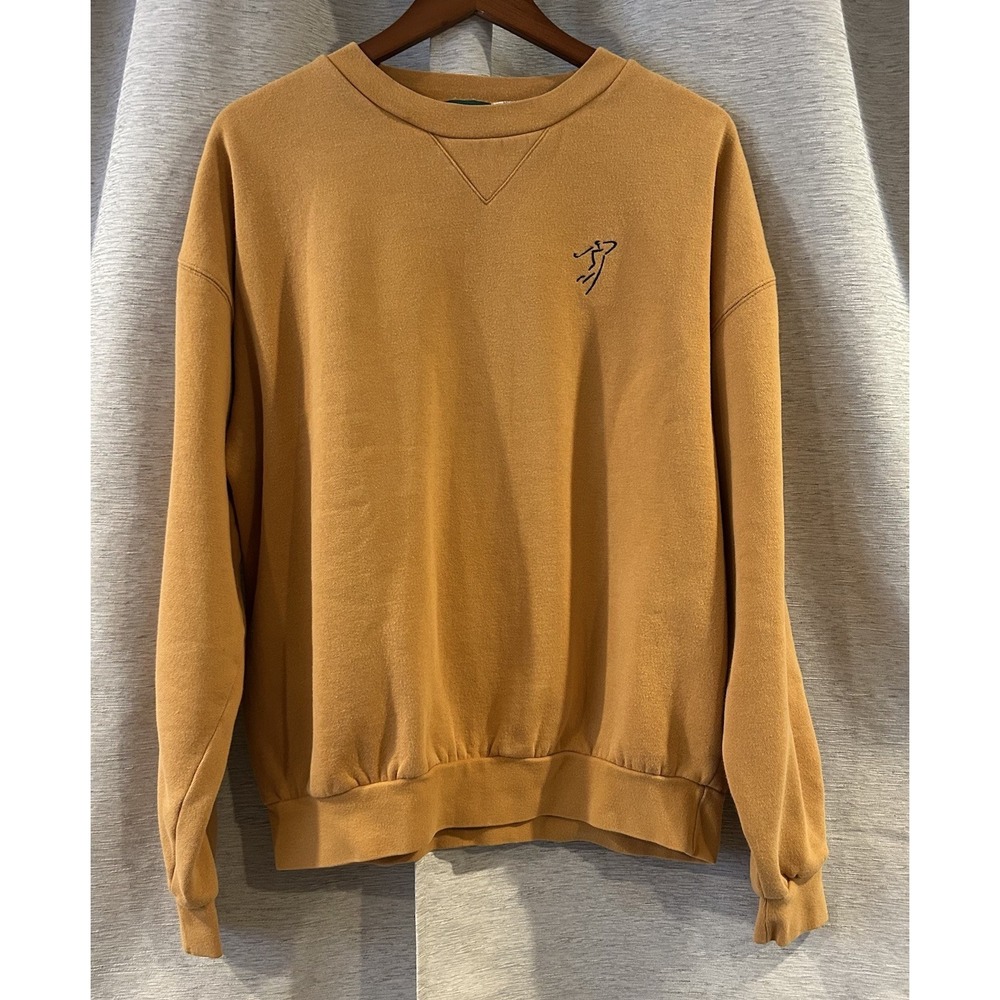 IZOD Yellow Sweatshirt Pullover‎ Crew Golf Stretch Men's Size Large